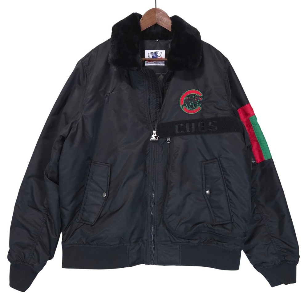 Starter Ty Mopkins Chicago Cubs Bomber Jacket Mens XL Black MLB Quilted Gorpcore